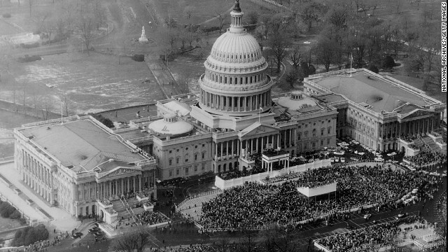 A crowd gathers outside the U.S. Capitol for Dwight D. Eisenhower's second inauguration on January 20, 1957.