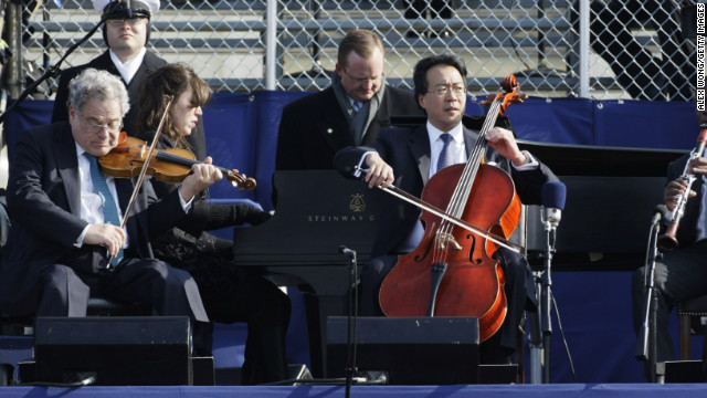 Cold temperatures forced Cellist Yo-Yo Ma and violinist Itzhak Perlman to mime along to a pre-recording during President Barack Obama's first inauguration four years ago. "I really wanted to do something that was absolutely physically and emotionally and, timing-wise, genuine," Ma told <a href='http://www.nytimes.com/2009/01/23/arts/music/23band.html' >The New York Times</a> in 2009. "We also knew we couldn't have any technical or instrumental malfunction on that occasion. A broken string was not an option. It was wicked cold."