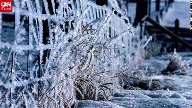 "Beauty always comes with great storms, no matter where you are," says Lee Gunderson. "When the sun comes on frozen rain or hoar frost it is always beautiful." 