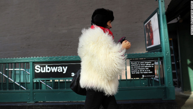 Much of the Northeast is experiencing colder than usual temperatures, but the weather doesn't deter this woman on Wednesday, January 23, in New York. 