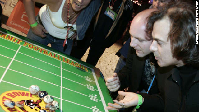 Regionally unique games, like this hermit crab race during Super Bowl XLI at Miami's Dolphins Stadium, add local flair to the party.