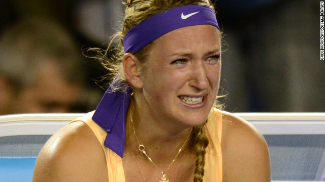 World No. 1 Victoria Azarenka broke down in tears after beating Li Na 4-6 6-4 6-3 in an incident-packed final of the Australian Open in Melbourne. 