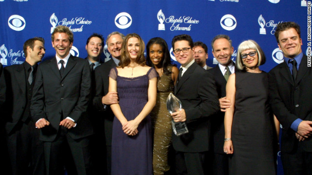 Jennifer Garner became a household name in 2001 with ABC's "Alias," a show Abrams came up with after imagining what Felicity might be like as a CIA spy. Here the cast and crew, including a young Bradley Cooper, celebrated their People's Choice Award in 2002.