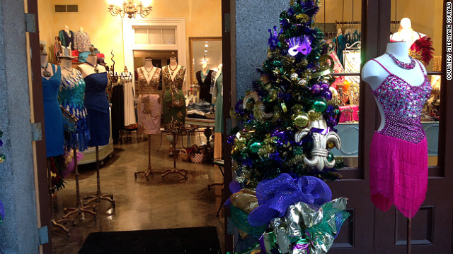 Businesses are decked out in purple, green and gold for Carnival.