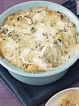 This chunky dip contains more than 25% of your daily calcium needs for only 159 calories per serving. Try this recipe: Artichoke dip 