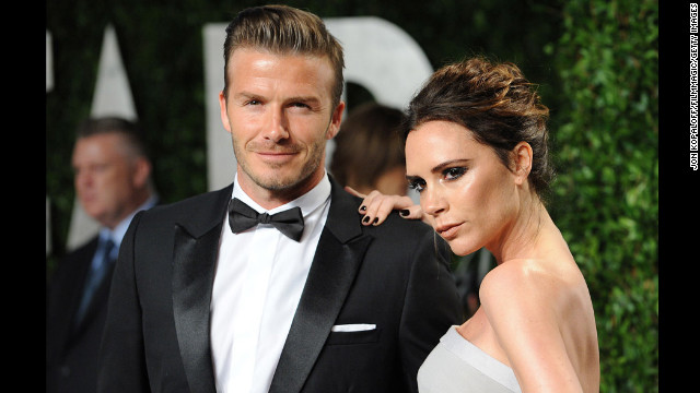 The Beckhams attend the 2012 Vanity Fair Oscar Party in West Hollywood, California, in 2012.