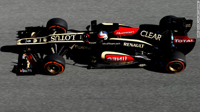 Romain Grosjean was third-fastest on the opening day in Jerez for Lotus, which was the first team to launch its new car -- the E21 -- on January 28. 