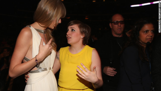 Taylor Swift: "I just wanted you to know that Hannah and Adam's relationship on 'Girls' is the inspiration behind my next breakup anthem."<!-- -->
</br>Lena Dunham: "Well ... see ... it's just ..."