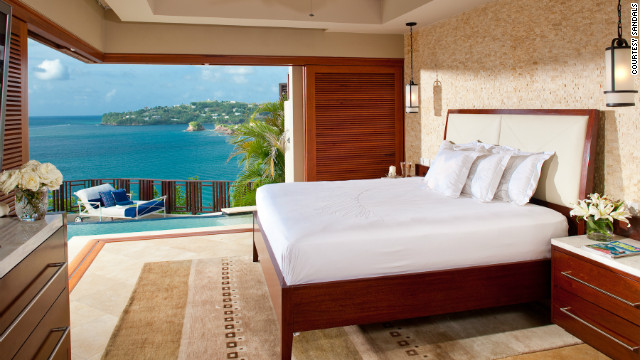 Check into a room with a romantic view at the couples-only Sandals La Toc Golf Resort &amp; Spa in St. Lucia.