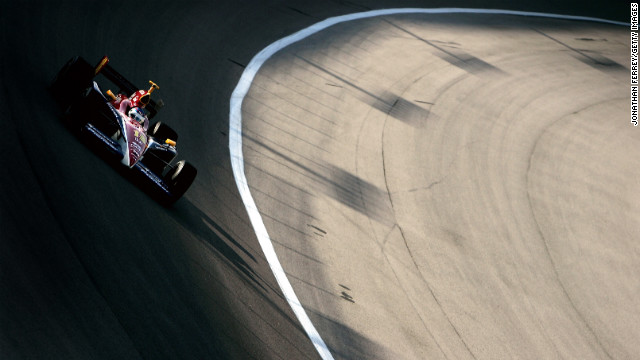 Patrick rounds the track during practice for the Bombardier Learjet 500 in 2005.