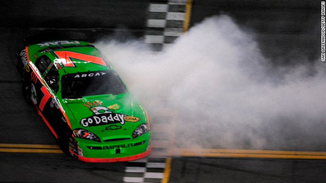 Patrick loses control of her car during the Lucas Oil Slick Mist 200 in 2010.