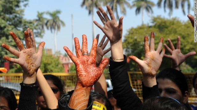 Indian students in a One Billion Rising rally in New Delhi on February 14, 2013. 