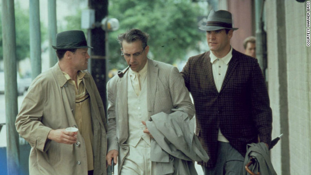 Kevin Costner, center, played district attorney Jim Garrison with Michael Rooker, and Jay O. Sanders in "JFK," directed by Oliver Stone. "I have no opinion on the factual accuracy of his 1991 film 'JFK.' I don't think that's the point. This is not a film about the facts of the assassination, but about the feelings. ... 'JFK' is a masterpiece." ... it "is a brilliant reflection of our unease and paranoia, our restless dissatisfaction."