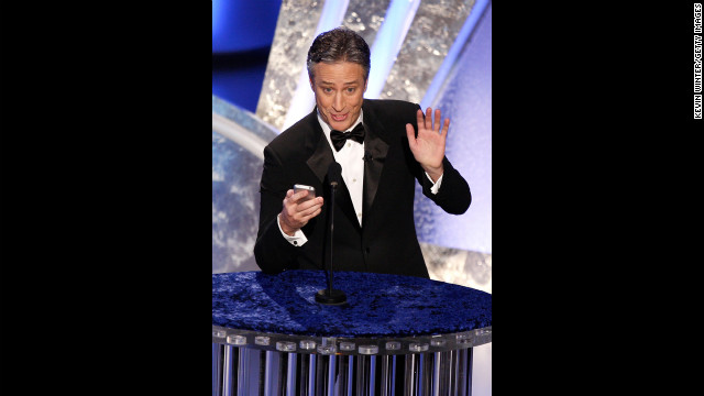 Two-time host Jon Stewart was entertaining as ever when he took the stage in 2008 after the <a href='http://www.latimes.com/news/la-fi-strike13feb13,0,1808341.story' target='_blank'>Hollywood writers strike</a> had come to an end. With best picture nominees such as "There Will Be Blood" and "No Country for Old Men" (which won best picture), <a href='http://www.youtube.com/watch?v=eseTSTeF_jE' >Stewart joked</a>, "Does this town need a hug?" Referencing another contender, "Juno," Stewart added, "All I can say is thank God for teen pregnancy."