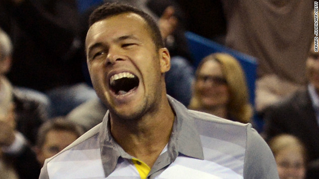 Jo-Wilfried Tsonga celebrates after closing out Tomas Berdych to win the Marseille Open title for the second time.