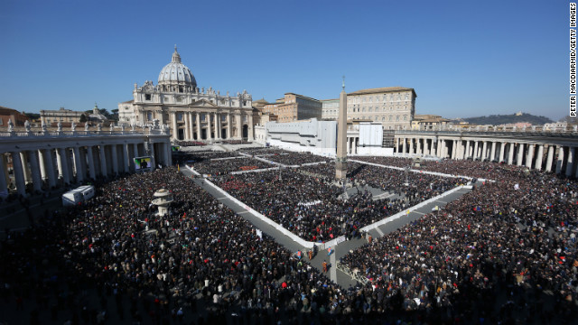 The faithful fill St. Peter's Square as Pope Benedict XVI attends his last public audience on Wednesday, February 27, in Vatican City. Benedict's decision to resign earlier this month caught a lot of Vatican watchers, apparently even some in his inner circle, off-guard.