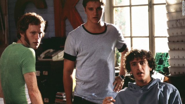 Michael C. Maronna, left, Devon Sawa, center, and Jason Segel star as resourceful cheaters in Dewey Nicks' "Slackers." But when the men are found out by Jason Schwartzman's <a href='http://www.youtube.com/watch?v=tZ9vcNJ_Ros' >Cool Ethan</a>, they're forced to set him up with the prettiest girl in school (Jaime King) to keep him from outing them to the administration.