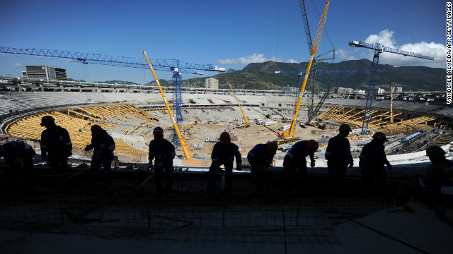 Picture taken during the refurbishment works held at the Mario Filho 'Maracana' stadium in Rio de Janeiro.