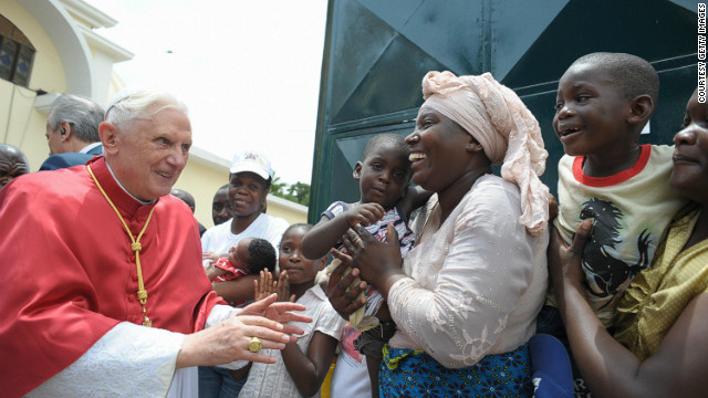 Pope Benedict XVI greeting Catholics during his visit to Luanda, 
Angola, on March 21, 2009.