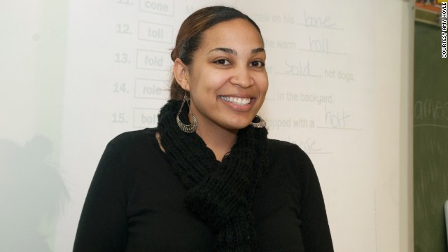 Monette poses for a photo at the start of her job at Woodland West Elementary in October 2012.