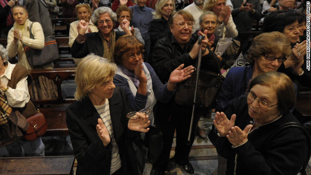 The faithful celebrate at the Metropolitan Cathedral in Buenos Aires.