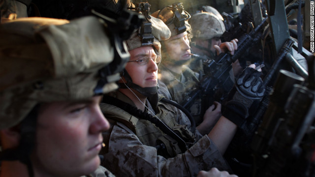 U.S. Marines prepare for a military operation at Camp Ramadi in Anbar province on January 14, 2007.