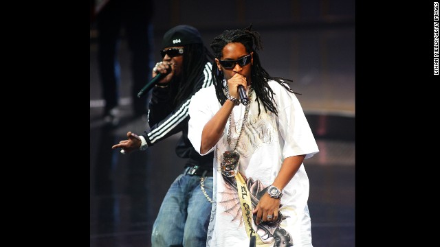 Rappers Lil Wayne, left, and Lil Jon perform during the seventh annual BMI Urban Awards held at the New York-New York Hotel and Casino on September 7, 2007, in Las Vegas.