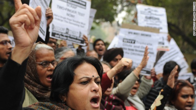 Indian activists in New Delhi protest in February for harsher punishments and quicker trials in rape cases.