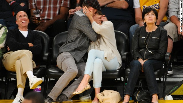 Timberlake and Biel smooch for the cameras at the Staples Center in 2012. Despite remaining mum on the topic, the pair reportedly got <a href='http://marquee.blogs.cnn.com/2012/05/28/festive-engagement-party-for-jessica-biel-and-justin-timberlake/' >engaged</a> in December 2011.