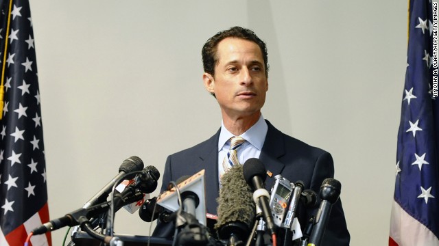 Former Rep. Anthony Weiner, D-New York, speaks during a 2011 press conference, where he announces his decision to resign from Congress after being embroiled for weeks in a sex scandal linked to his lewd online exchanges with women. Weiner recently filed paperwork to run for mayor of New York City.