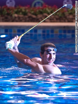 Michael Phelps, seen here at a promotional event in China in 2010, has been learning to play golf since his retirement from swimming. 