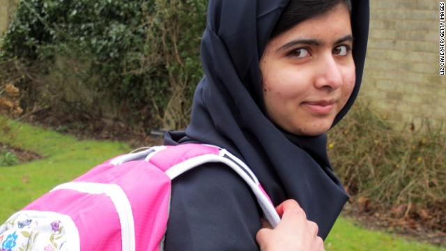 Malala Yousafzai returns to school for the first time at Edgbaston High School for Girls in Birmingham, England, on March 19. The 15-year-old said she had "achieved her dream."