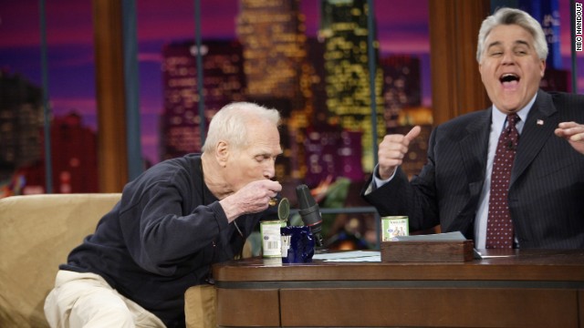 Leno asked actor and entrepreneur Paul Newman about adding pet food to his list of Newman's Own products on March 13, 2006.