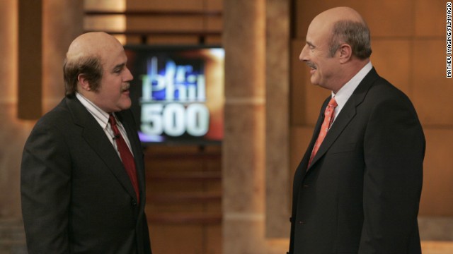 Leno makes a surprise appearance on Dr. Phil's 500th show on April 22, 2005.