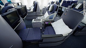 Sort of elite? Business First Class seats on the United Airlines Boeing 787 Dreamliner.