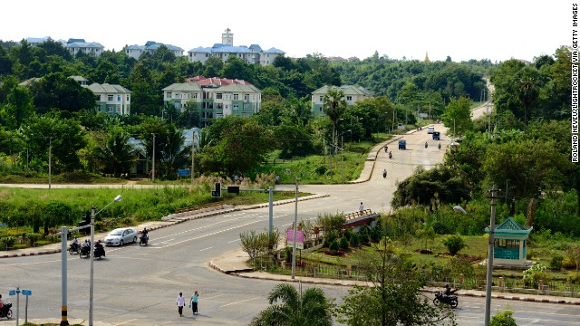 Light traffic moves through the capital, Naypyidaw.