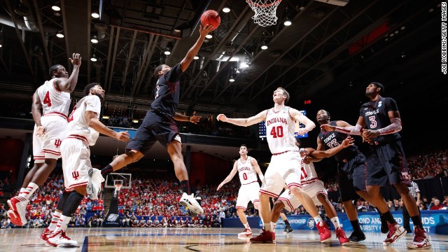 Khalif Wyatt of Temple drives to the basket against Indiana on March 24.