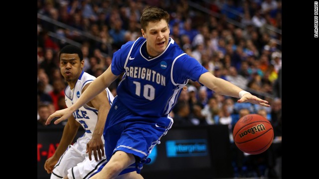 Grant Gibbs of Creighton dribbles the ball past Quinn Cook of Duke on March 24.