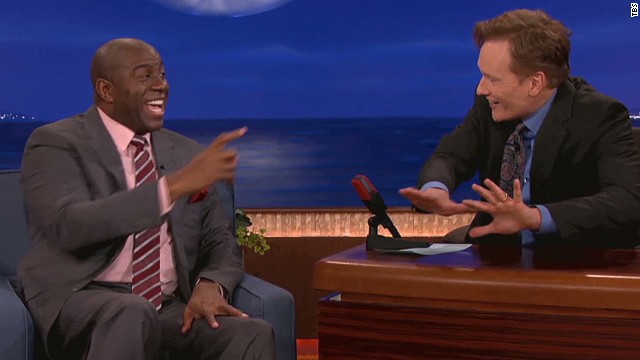 Magic Johnson was one of Conan O'Brien's guests on his March 25 show.