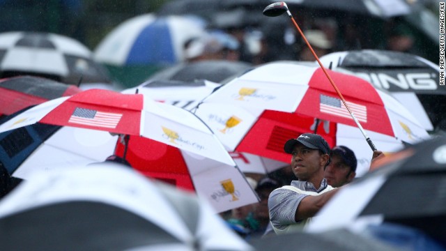 Woods plays his tee shot on the 18th hole at the Presidents Cup in Melbourne, Australia, in November 2011. The previous month, Woods landed Rolex as a sponsor despite not having won a major tournament in nearly two years. "Rolex is convinced that Tiger Woods still has a long career ahead of him," the high-end watchmaker said. 