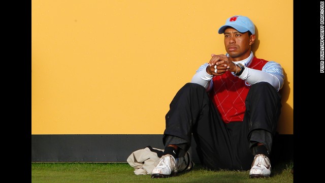 Woods appears dejected after losing to Lee Westwood and Luke Donald in the 2010 Ryder Cup competition in Wales in October 2010. That month, he lost his No. 1 ranking to Westwood, a position he had held for 281 consecutive weeks. He had taken a break from golf earlier that year after reports of marital infidelities emerged in late 2009.
