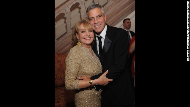 Walters knows celebs like no one else. She and George Clooney attended the Bloomberg &amp; Vanity Fair cocktail reception after the 2012 White House Correspondents' Association Dinner at the residence of the French ambassador in Washington. 