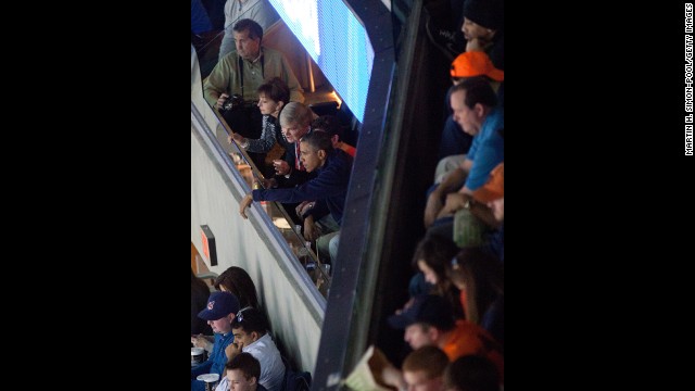 President Barack Obama watches Syracuse take on Marquette on March 30. 