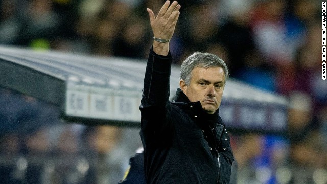 Coach Jose Mourinho gestures during Real Madrid's 1-1 draw at Zaragoza on Saturday.