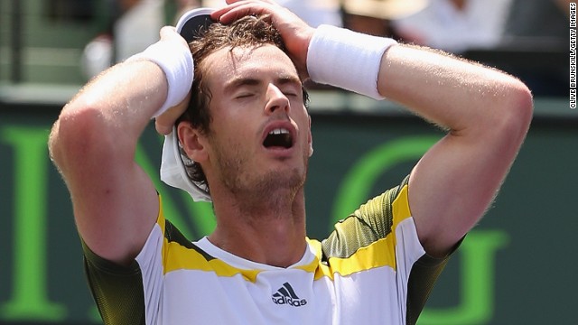 A relieved Andy Murray celebrates his victory in the Miami Masters final against Spain's David Ferrer at Crandon Park.