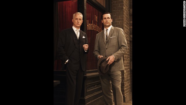 Roger Sterling and Don Draper pose in season 3 of "Mad Men," set in 1963.