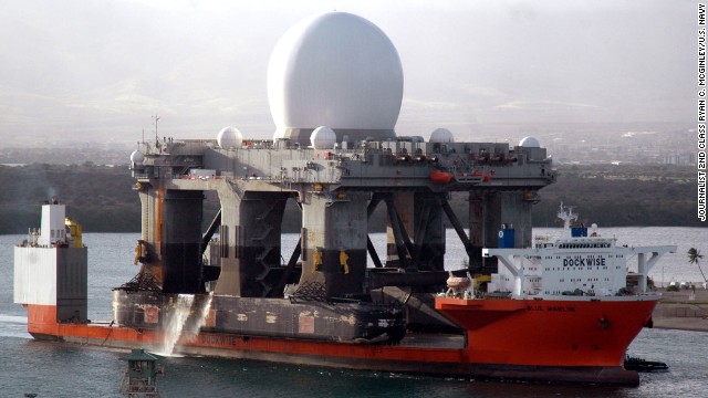 The U.S. Navy is moving a sea-based radar platform, like the one seen in this 2006 file photo, closer to the North Korean coast in order to monitor that country's military moves, including possible new missile launches, a Defense Department official said Monday, April 1.<!-- -->
</br>