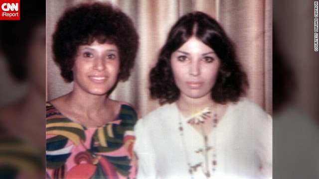 Miriam Cintron, right, used an iron and an ironing board to straighten her hair in 1968. "I preferred a more hippie look, but as I said, a clean hippie, not a shoeless one," she says.