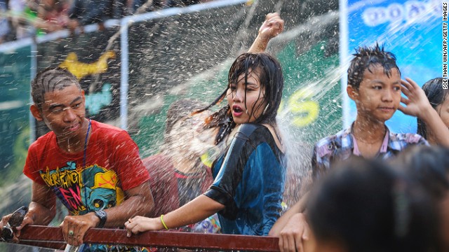 The Burmese make a big deal of the New Year. Thingyan (known as the water throwing festival) takes place this year from April 13-16. During the festival everyone throws water at each other. Staying dry isn't an option. Water symbolizes the washing away of the previous year's bad luck and sins.