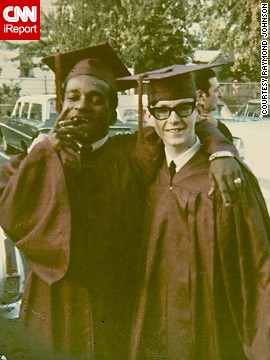 Raymond Johnson, right, poses with his friend on their high school graduation day in 1968. "There are no dress codes today, so young people are free to choose what they like and feel is most comfortable," he says. "That in itself is a giant leap from the '60s." Click the double arrow to see more photos.